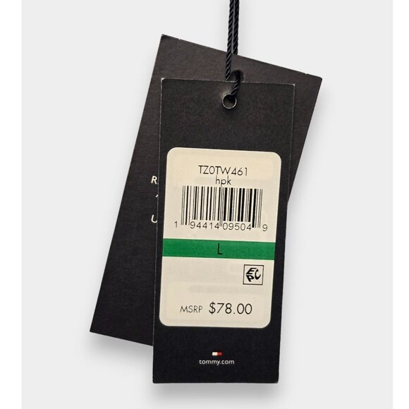 TOMMY HILFIGER Tie Dye Stretch Tie-Front Deep V Neck Bikini Top Hot Pink L NWT - Picture 3 of 10